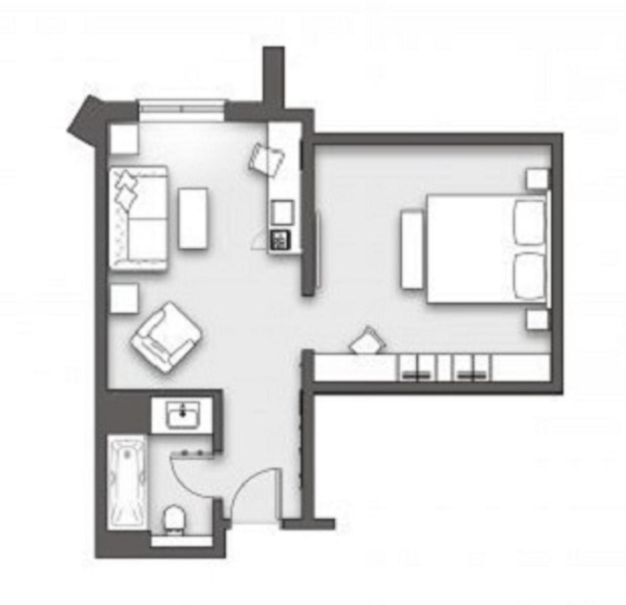 Boulevard Hotel 블랙풀 객실 사진 A studio apartment layout